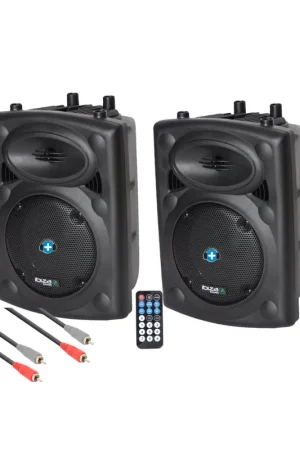 Pareja Altavoces Activos 8" Ibiza Sound con Bluetooth y USB + Cable Link 6 Metros Liquidación