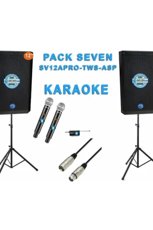 Descuento Pack Equipo de Sonido Completo Seven PASV-12A PRO - Kit Karaoke 1000W con Micros y Soportes