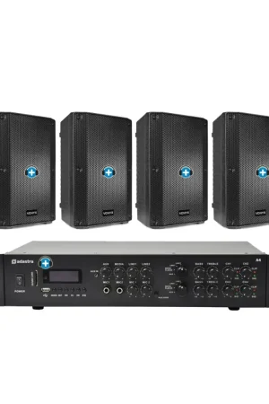 Entrega Rápida Pack de Sonido 305 - Amplificador con 4 zonasy 4 Altavoces Pasivos 10 pulgadas