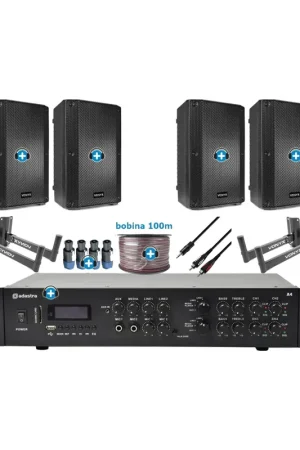 Pago Seguro Pack de Sonido 306 Premium - Amplificador con zonasy 4 Altavoces de 10 pulgadas pasivos