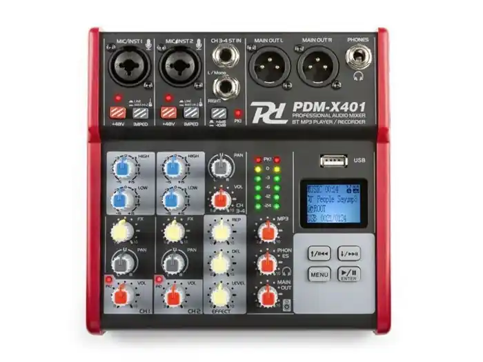 Última Versión Power Dynamics PDM-X401 Mezclador Musical de estudio 4-Ch