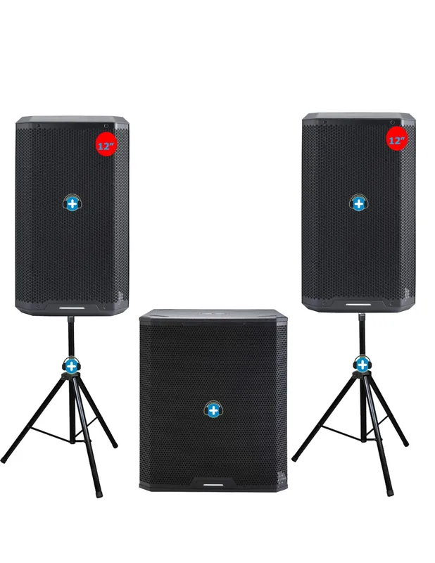 Envío Inmediato Pack 2 Altavoces Activos 12" Carbon 12A + Subwoofer 18" + Soportes