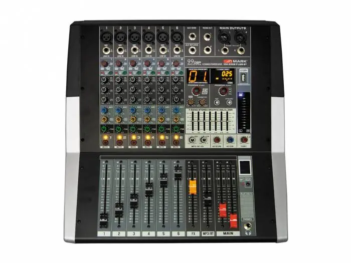 MARK MM 6399 P USB BT Mezclador amplificado 2 x 300 W. 6 canales. A Buen Precio