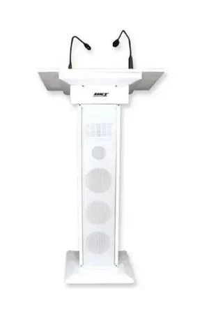 BST- ACM73- Atril amplificado blanco- luz micro + 2 mic UHF de mano Precio Económico