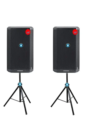 Pack 2 Altavoces Activos 15" Carbon 15A + Soportes - Sistema PA Potente Envío Inmediato