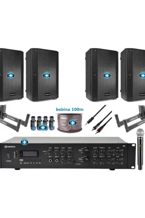 Pack de Sonido 306 Premium - Amplificador con zonas, microfonia y 4 Altavoces de 10 pulgadas pasivos Ordena Ya