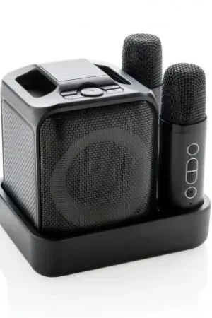 Marca Reconocida Set karaoke de plástico reciclado Singvibe RCS con doble mic