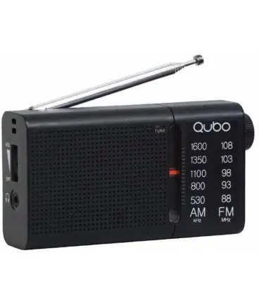Radio Portátil Qubo RS-2/ con Cable/ a Pilas/ Negra Envío Gratis