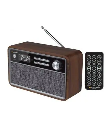 Radio retro sunstech rpbt500wd madera - 2*3w rms - fm - bt 4.2 - reloj y alarma - usb/sd/aux-in - mp3 - mando a distancia - Precio Reducido