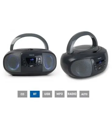 Radio cd fonestar boom-go-g gris - 4w rms - bluetooth - fm - usb/mp3 - aux in - salida auriculares - efectos luminosos Alta Calidad