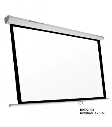 Solo Hoy Pantalla manual videoproyector pared y techo phoenix 100´´ ratio 4:3 / 16:9 2m x 1.5m posicion ajustable / carcasa blanca / tela