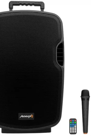 AUDIBAX DENVER 15 ALTAVOZ ACTIVO PA 15 CON BATERIA, RUEDAS + 2 MICROFONOS Alta Calidad