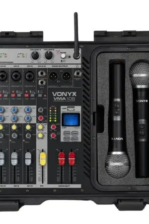 No Te Lo Pierdas VONYX 172.670 VMA106 MEZCLADOR AMPLIFICADO EN MALETA CON 2 MICROS