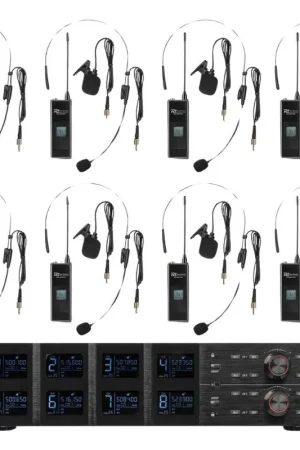 POWER DYNAMICS 179.022 PD528B JUEGO DE MICROFONO INALAMBRICO UHF CON 8 MICROFONOS DE PETACA Barato
