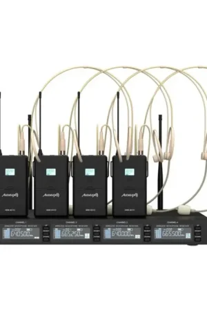 Más Vendido AUDIBAX AWM 403 TD SISTEMA INALAMBRICO MICROFONO DIADEMA 4 CANALES UHF