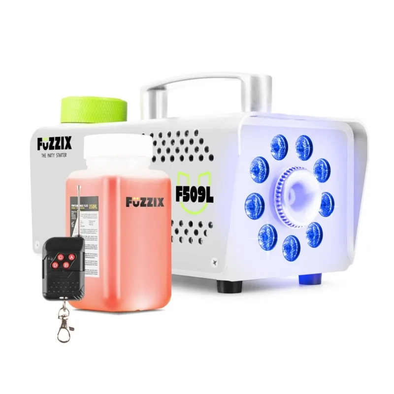 FUZZIX 160.312 F509LW MAQUINA DE HUMO PARTY 9 LEDS RGB EDICION BLANCA Directo De Fábrica