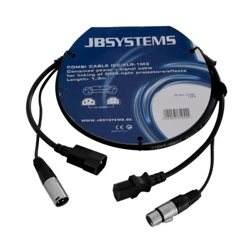 JB SYSTEMS CABLE COMBI IEC H/M - XLR M/H 1.3M Promoción