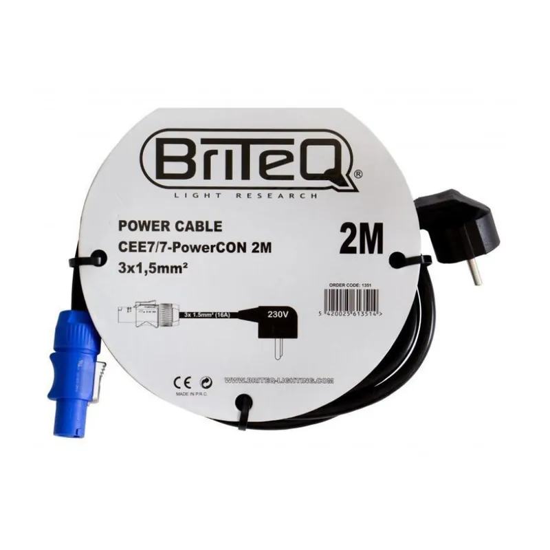 BRITEQ POWER CABLE CEE7/7-POWERCON 2M Súper Precio