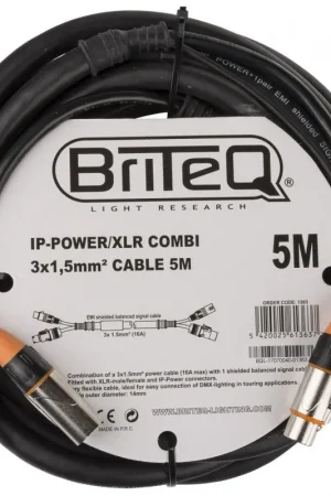 BRITEQ IP-POWER/XLR COMBI CABLE 5M Solo Hoy