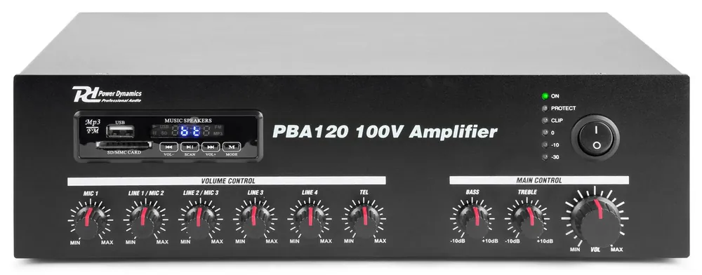 Power Dynamics PBA120 Amplificador linea 100V 120W Oferta De Temporada