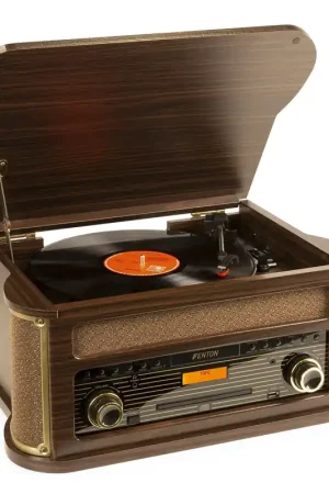 Envío Inmediato Fenton Memphis Giradiscos Vintage Madera Oscura