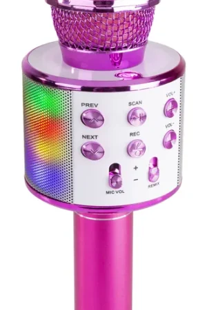 Max Km15p Micrófono De Karaoke Con Altavoz Bt / Mp3 Incorporado E Iluminación Led, Rosa Envío Exprés