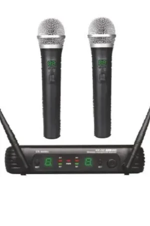 EK Audio WR-25D UHF Sistema 2 Microfonos Inalambricos De Mano Barato