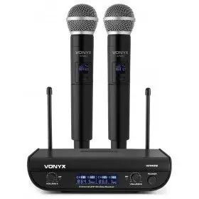 Última Versión Vonyx WM82 Microfono inalambrico digital UHF 2 canales con 2 micros de mano