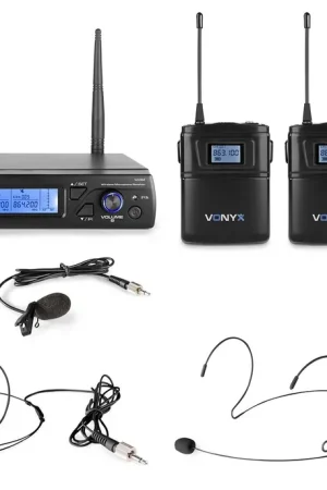 Vonyx WM62B 2 Micrófono inalámbrico UHF diadema Oferta Limitada