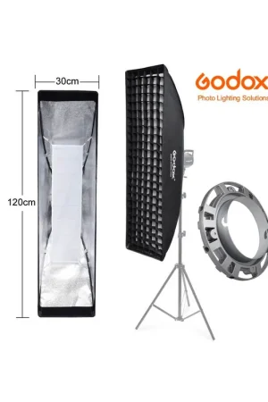 Disponible Ahora Ventana Strip Godox Premium 30x120cm con GRID y adaptador Elinchrom