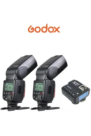 Kit 2 Flashes Godox TT600 HSS Gn60 receptor interno 2.4Ghz y transmisor X2T Económico
