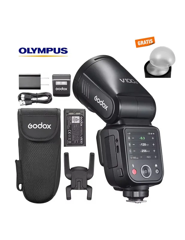 Envío Inmediato Flash Godox V100 para Olympus. 100W pantalla táctil TTL HSS