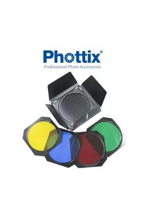 Directo De Fábrica Juego de aletas Phottix con nido y filtros de color para reflectores de 7" (18cm)