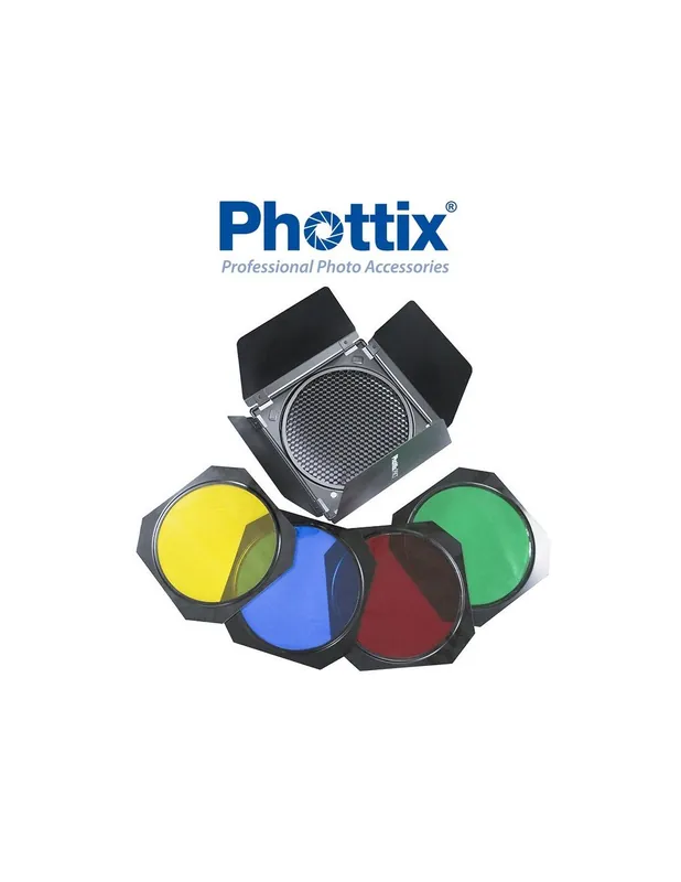 Directo De Fábrica Juego de aletas Phottix con nido y filtros de color para reflectores de 7" (18cm)