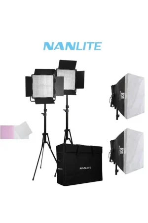 Kit 2 paneles LED Nanlite CN-600CSA bi-color CRI 95 con aletas, maleta y ventanas Oferta Flash