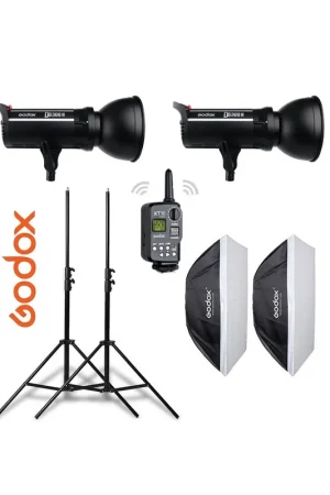 Oferta De Temporada Kit 2 flashes Godox DS300II receptor interno, ventanas, pies y transmisor XT16