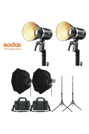 Kit 2 Focos Led Godox ML60Bi, 2 Softbox AD-S60S y pies Gran Oferta