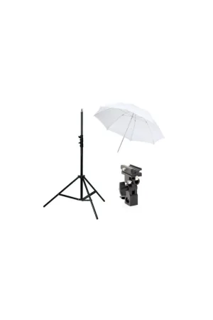 Kit Strobist pie estudio 260cm, paraguas difusor 84cm, soporte tipo B Solo Hoy