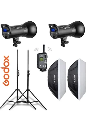 Marca Reconocida Kit 2 flashes Godox DS400II receptor interno, ventanas, pies y transmisor XT16